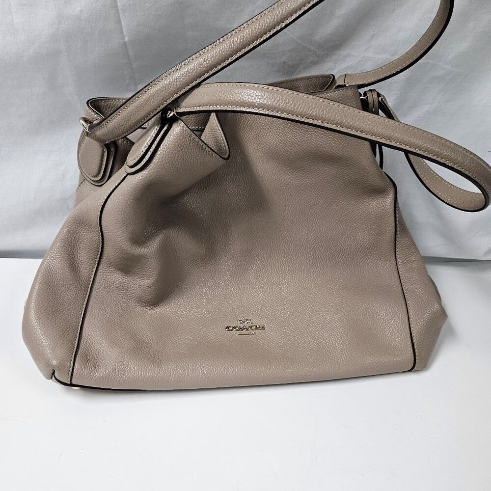 Like New Coach Hallie Shoulder Bag Taupe Pebble Leather Bag